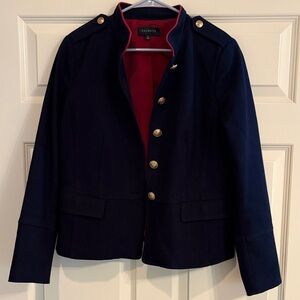 Talbots Navy Blazer with Red Trim and Gold Buttons